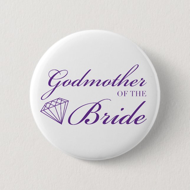 Badge Rond 5 Cm Diamond Godmère de la mariée violet (Devant)