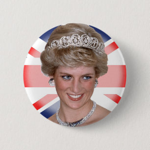 Badge Rond 5 Cm Diana Princesse Union Jack