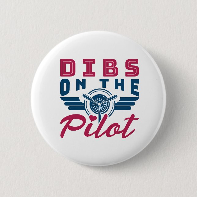 Badge Rond 5 Cm Dibs sur l'aviatrice pilote (Devant)