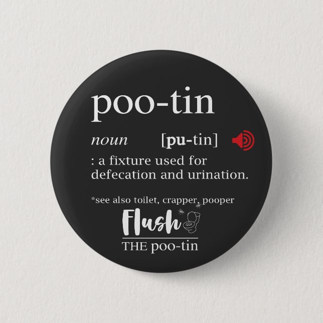 Badge Rond 5 Cm Dictionnaire drôle Anti Poutine POOTIN (Devant)