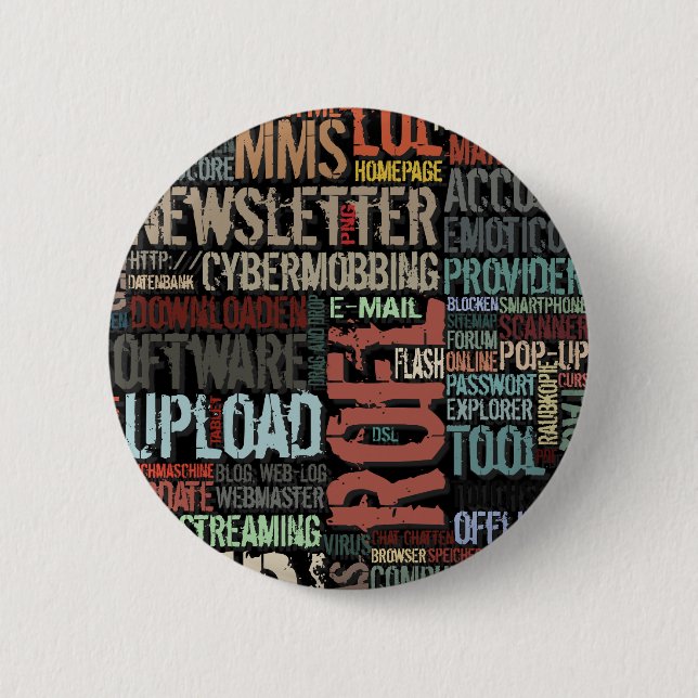 Badge Rond 5 Cm Dictionnaire informatique en bouton de couleurs (Devant)
