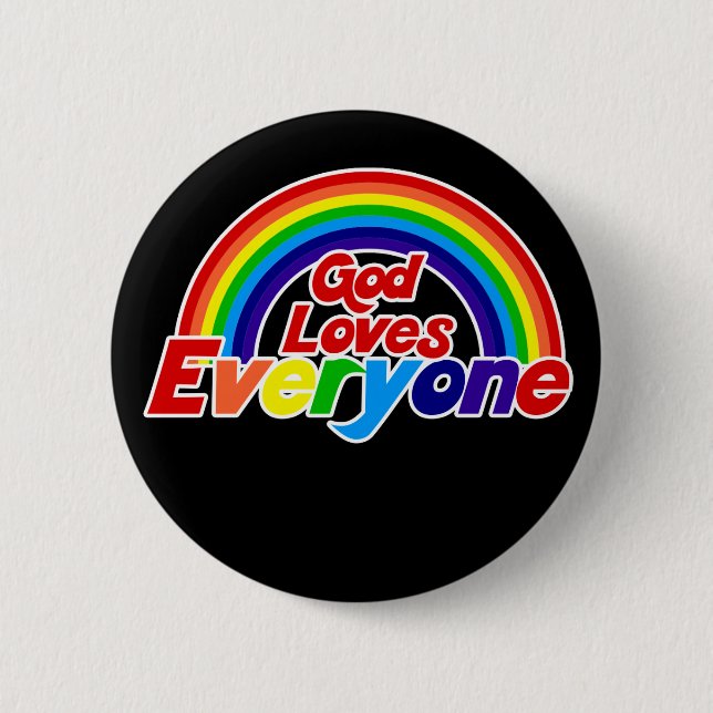 Badge Rond 5 Cm Dieu aime tout le monde gay arc-en-ciel (Devant)