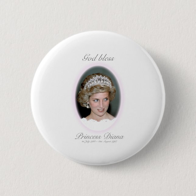 Badge Rond 5 Cm Dieu Béni Princesse Diana (Devant)