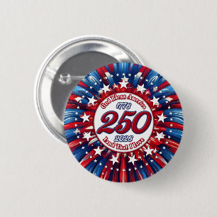 Badge Rond 5 Cm Dieu Bénisse l'Amérique Terre Que J'Aime Rouge Bla
