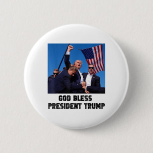 Badge Rond 5 Cm Dieu bénisse le président Trump, Donald Trump 2024