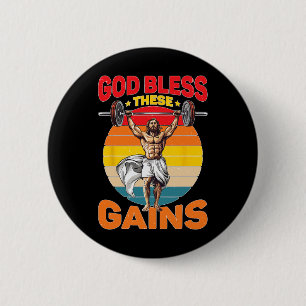 Badge Rond 5 Cm Dieu Bénit Ces Gains Musculation -