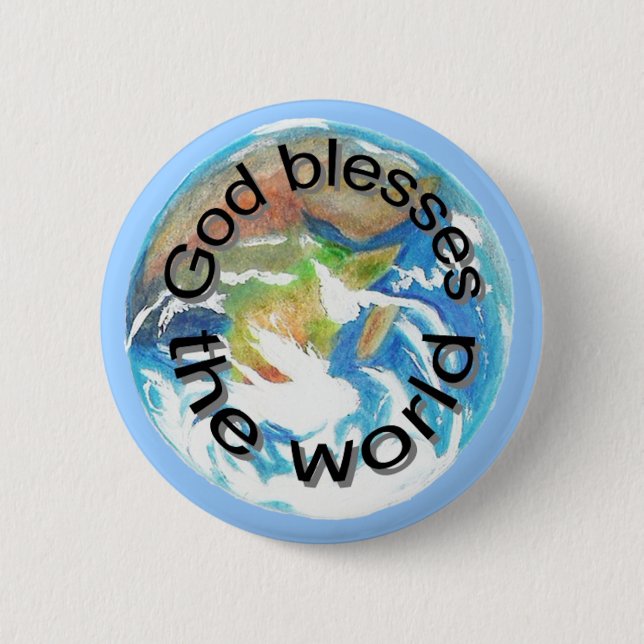 Badge Rond 5 Cm Dieu bénit le monde, boutons (Devant)