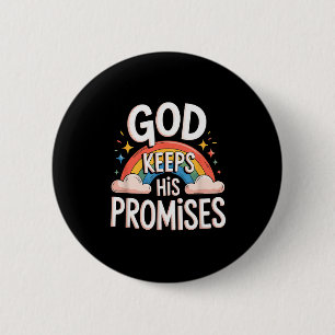 Badge Rond 5 Cm Dieu chrétien tient ses promesses Nuages arc-en-ci