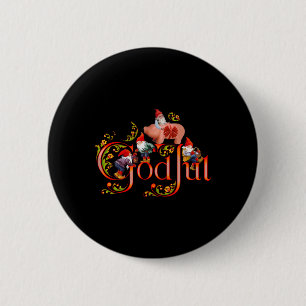 Badge Rond 5 Cm Dieu de Noël scandinave Jul Marzipan Pig 