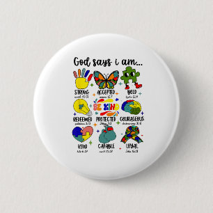 Badge Rond 5 Cm Dieu Dit Que Je Suis Autisme Jésus Motivation chré