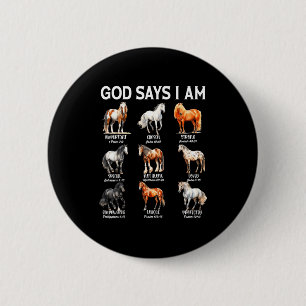 Badge Rond 5 Cm Dieu dit que je suis cheval chrétien fille adolesc