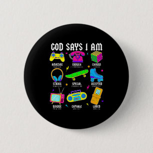 Badge Rond 5 Cm Dieu dit que je suis chrétien hommes femmes enfant