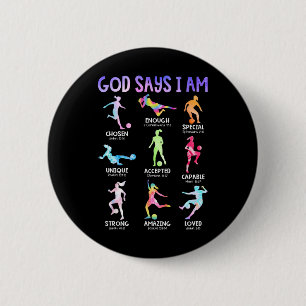 Badge Rond 5 Cm Dieu Dit Que Je Suis Chrétienne Filles Ados Footba