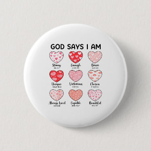 Badge Rond 5 Cm Dieu dit que je suis chrétienne foi coeur Saint-Va