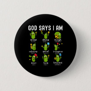 Badge Rond 5 Cm Dieu dit que je suis concombre pickleball verset b