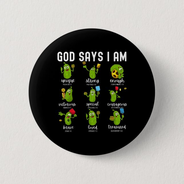 Badge Rond 5 Cm Dieu dit que je suis concombre pickleball verset b (Devant)