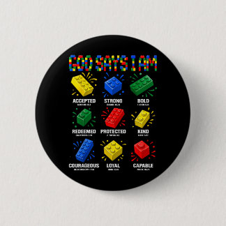 Badge Rond 5 Cm Dieu dit que je suis des blocs de construction chr