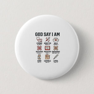 Badge Rond 5 Cm Dieu dit que je suis infirmière de foi design de g