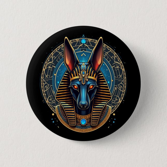 Badge Rond 5 Cm Dieu égyptien Anubis Mythologie de l'Égypte antiqu (Devant)