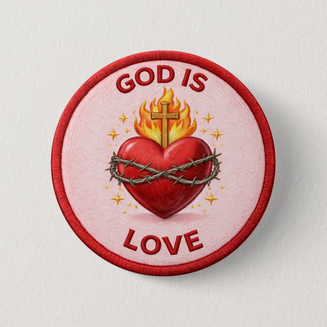 Badge Rond 5 Cm Dieu Est Amour (Devant)