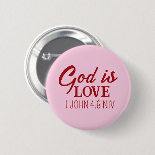 Badge Rond 5 Cm Dieu est Amour Bible Verse Foi chrétienne Rose