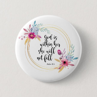 Badge Rond 5 Cm Dieu est dans son psaume 46:5