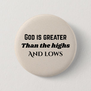Badge Rond 5 Cm Dieu est grand typographie chrétienne Bouton