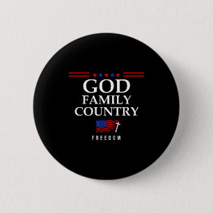 Badge Rond 5 Cm Dieu Famille Pays Drapeau États-Unis Citation Chré