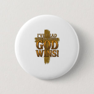 Badge Rond 5 Cm Dieu Gagne Chemise de typographie de croix vintage