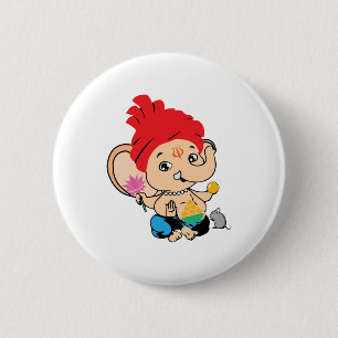 Badge Rond 5 Cm Dieu indou de bébé mignon de BAL Ganesh Ganapath