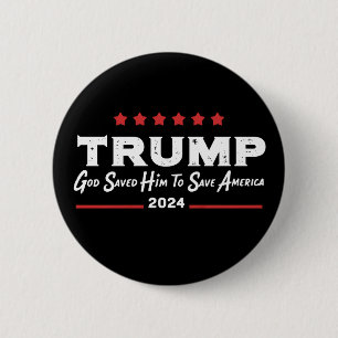 Badge Rond 5 Cm Dieu l'a sauvé pour sauver l'Amérique Trump 47