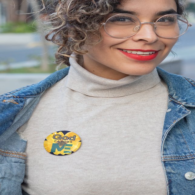 Badge Rond 5 Cm Dieu me favorise (Créateur téléchargé)