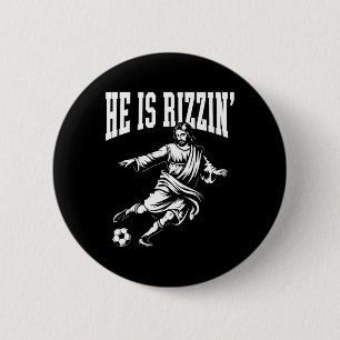 Badge Rond 5 Cm Dieu mème drôle Noël chrétien Il est Rizzin Je