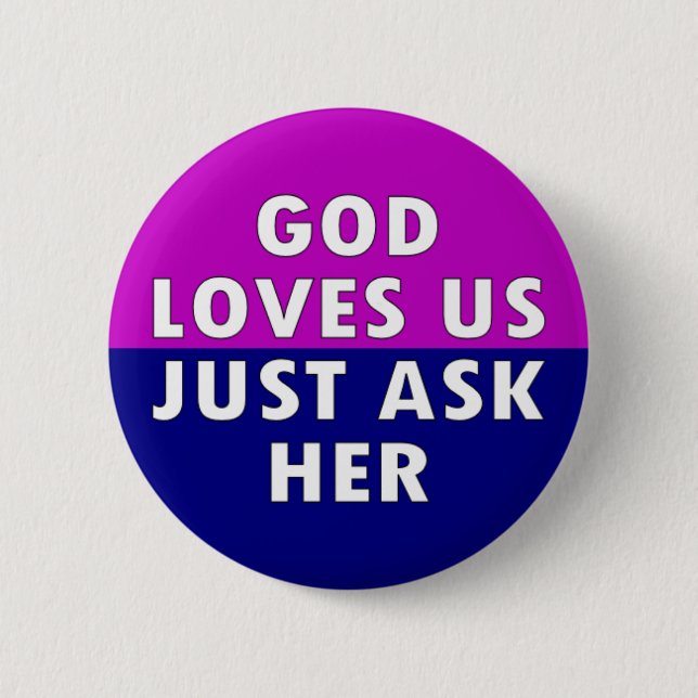 Badge Rond 5 Cm Dieu nous aime (Devant)