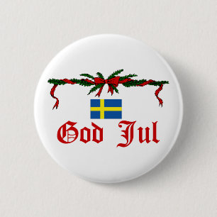 Badge Rond 5 Cm Dieu suédois juillet (Joyeux Noël)