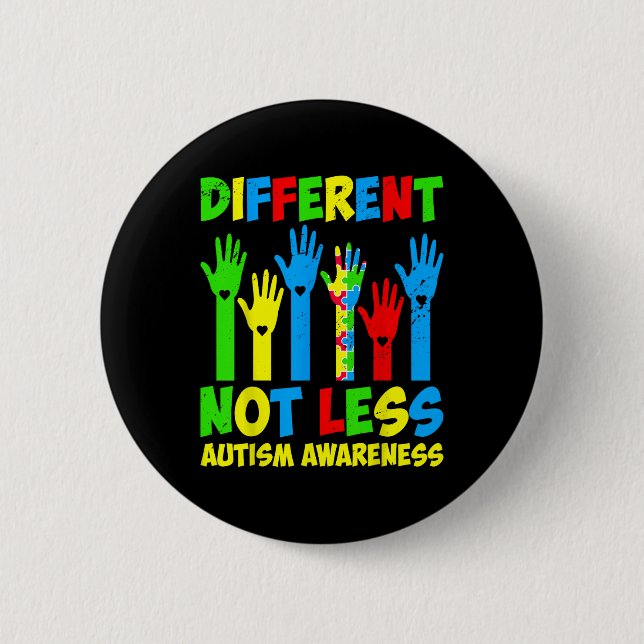 Badge Rond 5 Cm Différent Pas Moins de Sensibilisation à l'Autisme (Devant)