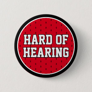 Badge Rond 5 Cm Difficile à entendre Rouge Blanc Sporty Varsity De