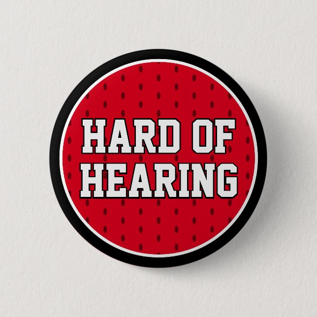Badge Rond 5 Cm Difficile à entendre Rouge Blanc Sporty Varsity De (Devant)