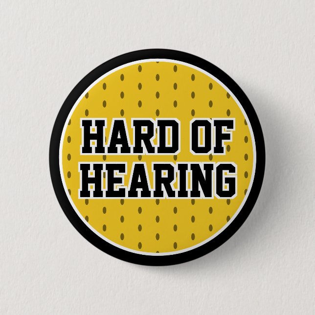 Badge Rond 5 Cm Difficile à entendre Sport Jaune Noir Varsity Sour (Devant)