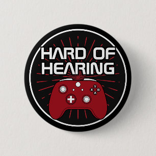 Badge Rond 5 Cm Difficile d'entendre Noir Red Gamer contrôleur