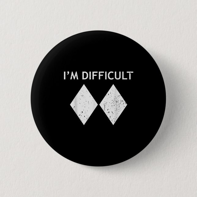 Badge Rond 5 Cm Difficile truc cool de ski pour hommes planche à n (Devant)