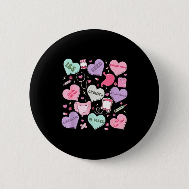 Badge Rond 5 Cm Digestive Divas Gastroenterology Nurse Valentine E (Devant)