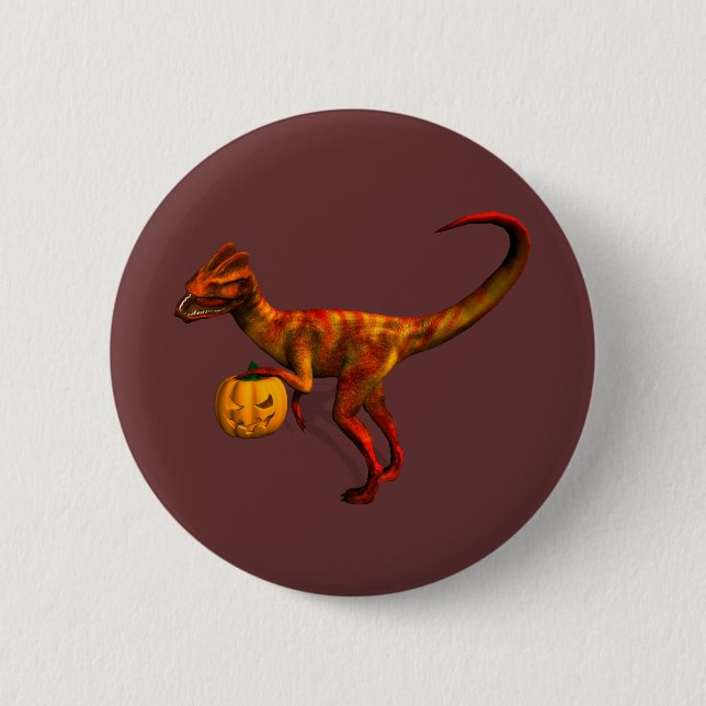 Badge Rond 5 Cm Dilophosaurus d'Halloween (Devant)