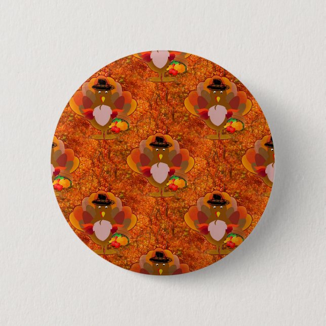 Badge Rond 5 Cm dinde d'action de grâces (Devant)
