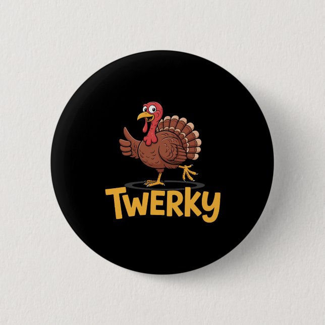 Badge Rond 5 Cm Dinde de danse drôle de Thanksgiving Twerky Pun  (Devant)