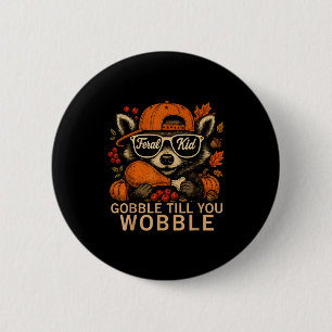 Badge Rond 5 Cm Dinde de remerciement Raton laveur Enfant sauvage