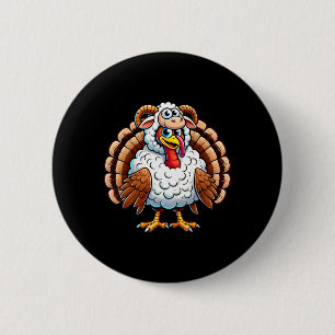 Badge Rond 5 Cm Dinde de Thanksgiving déguisée en mouton Humour de