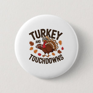 Badge Rond 5 Cm Dinde de Thanksgiving et touchés Joueur de footll