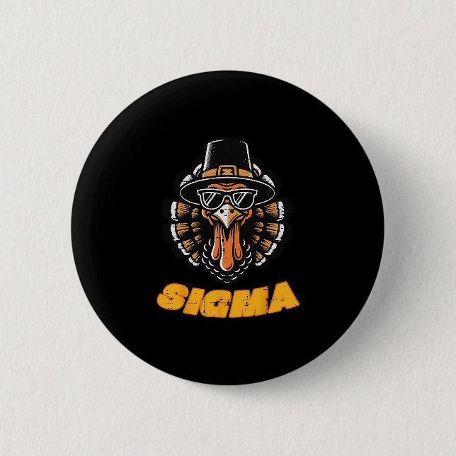 Badge Rond 5 Cm Dinde de Thanksgiving Sigma Mème Cool Automne Homm (Devant)