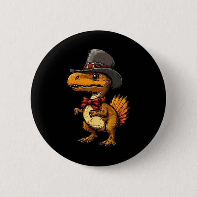 Badge Rond 5 Cm Dinde drôle de dinosaure d'Action de grâce de dind (Devant)